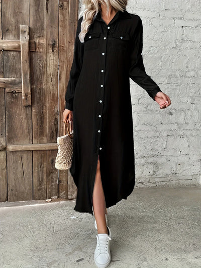 Elena™ – Blå skjortekjole med knapper