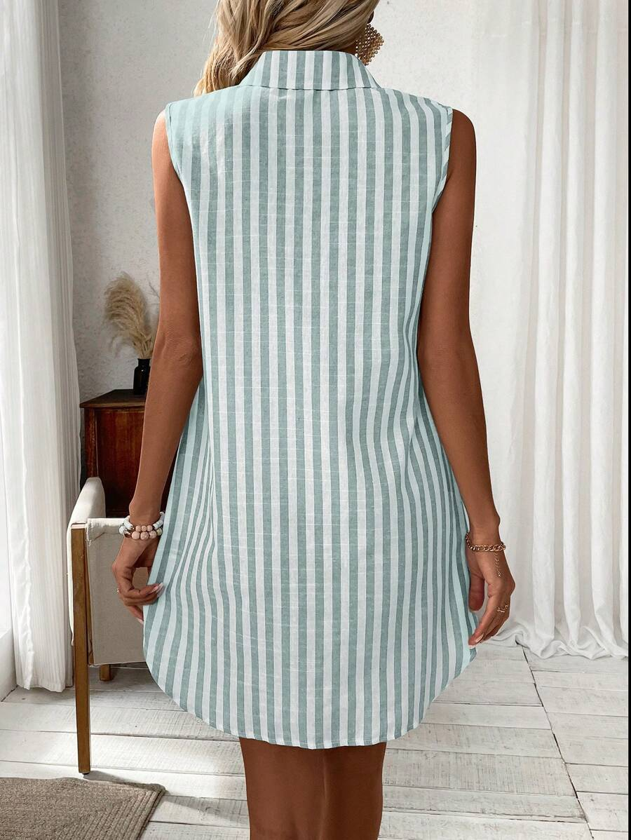 Annemiek™ | Elegant stribet skjortekjole