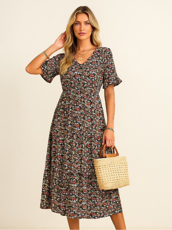 Boho I Midikjole - blomsterprint