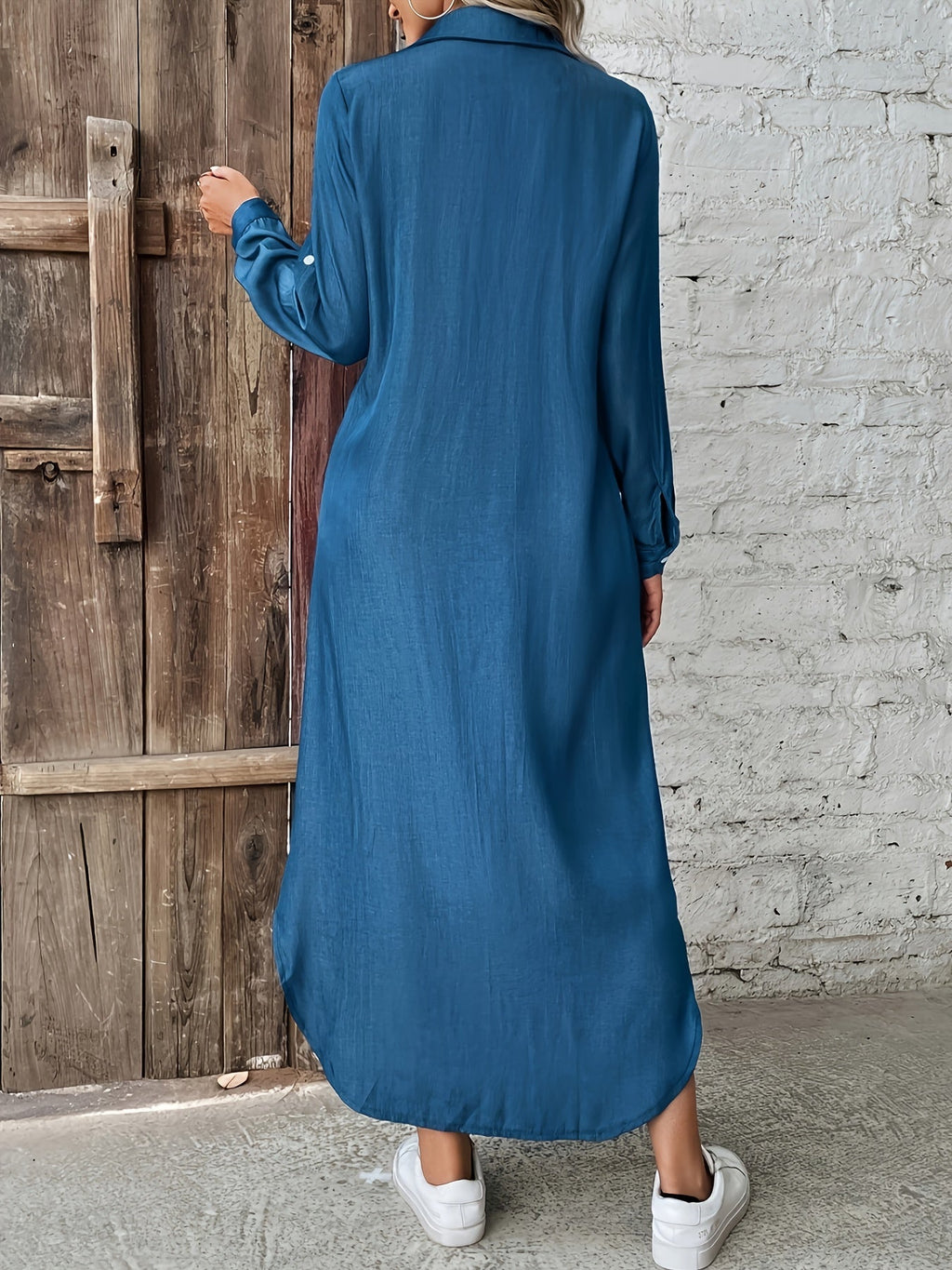 Elena™ – Blå skjortekjole med knapper