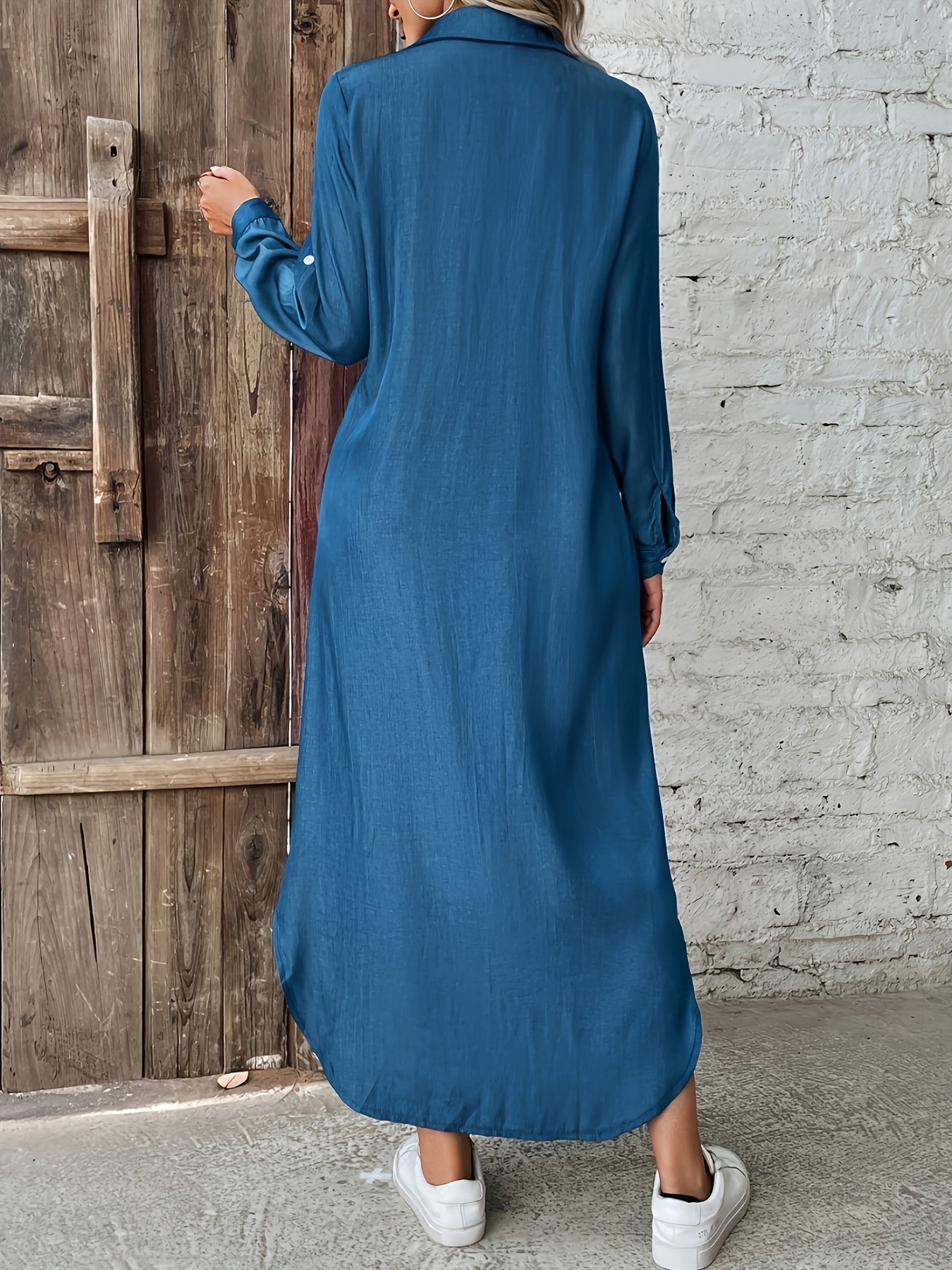 Elena™ – Blå skjortekjole med knapper