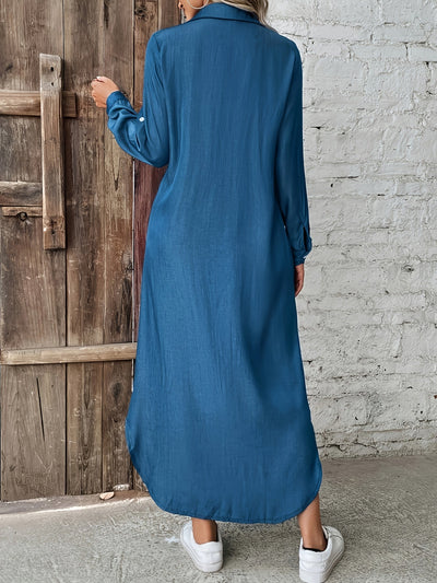 Elena™ – Blå skjortekjole med knapper
