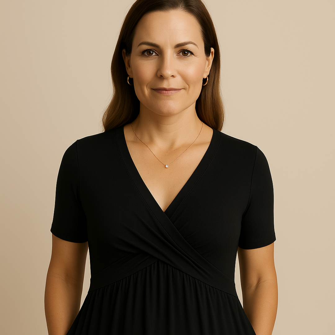 Dagmar | Stilfuld Midikjole med V-Hals og Lommer