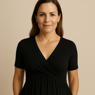 Dagmar | Stilfuld Midikjole med V-Hals og Lommer