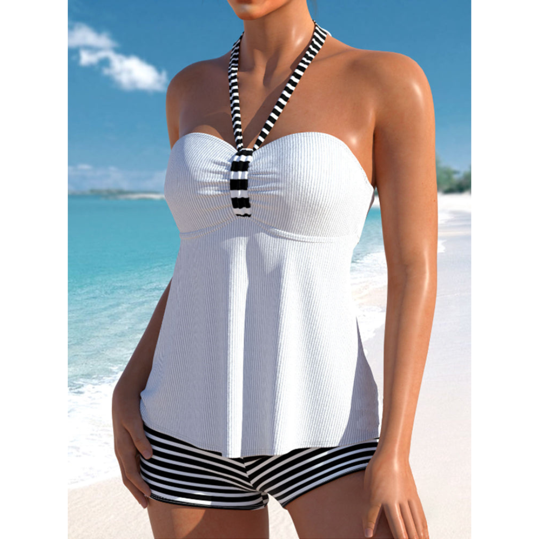 Tanja – Stribet Halterneck Tankini