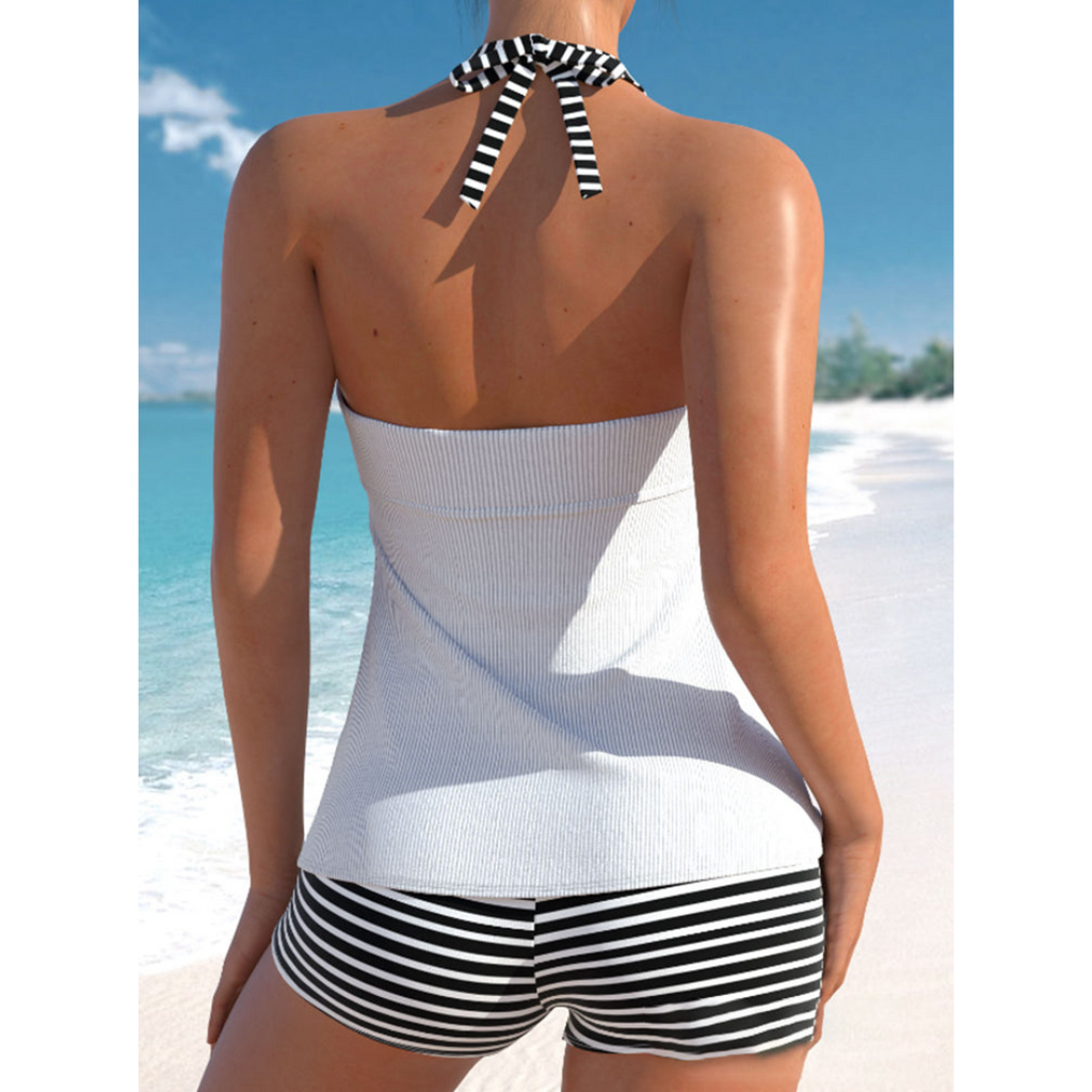 Tanja – Stribet Halterneck Tankini
