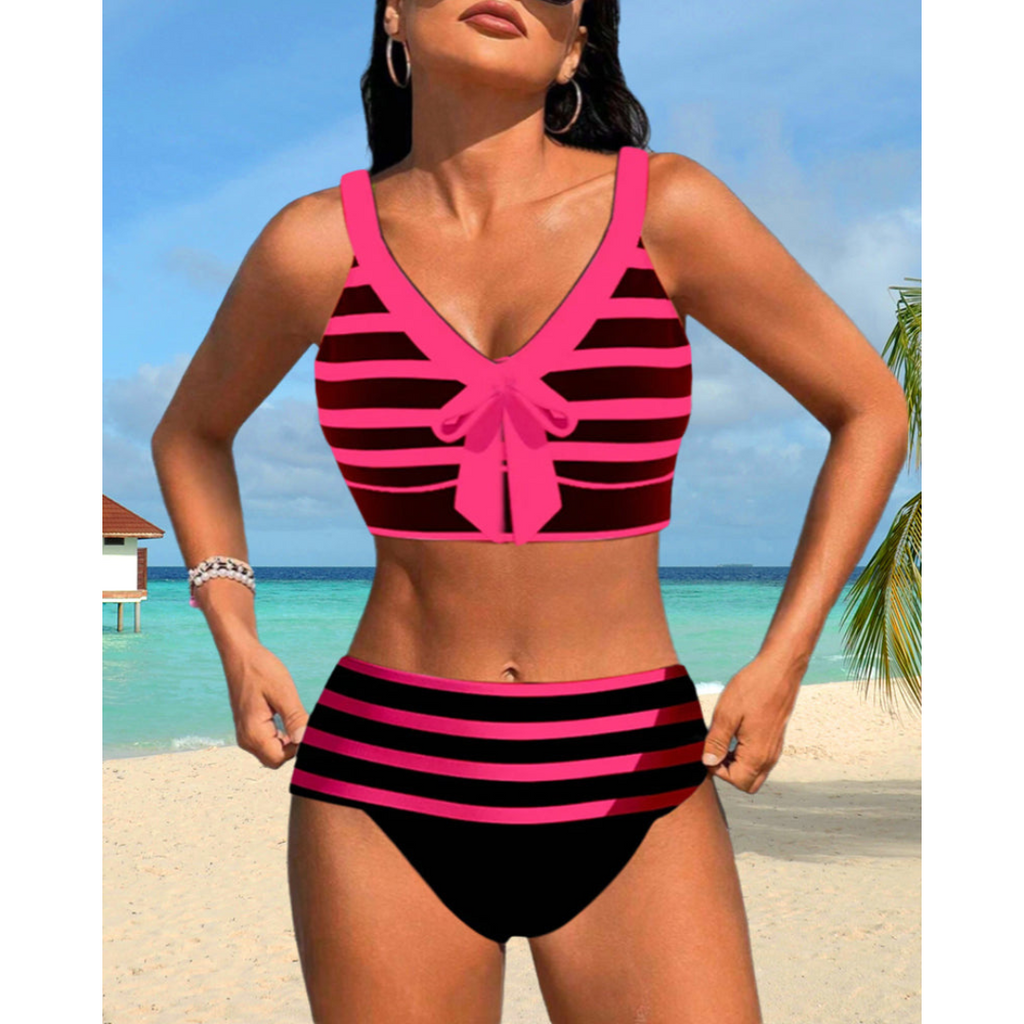 Izza - Høj Talje Stribet Bikini