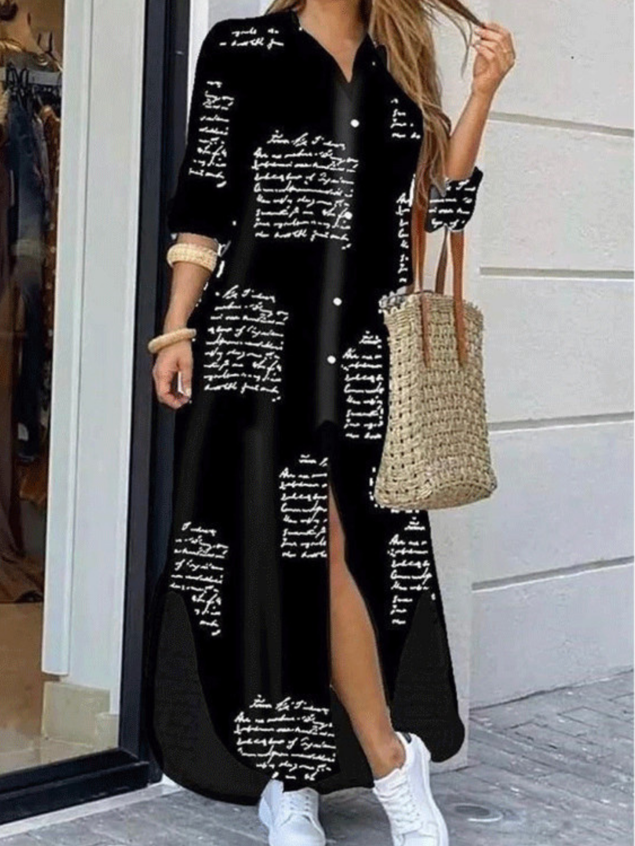 Elena™ – Blå skjortekjole med knapper