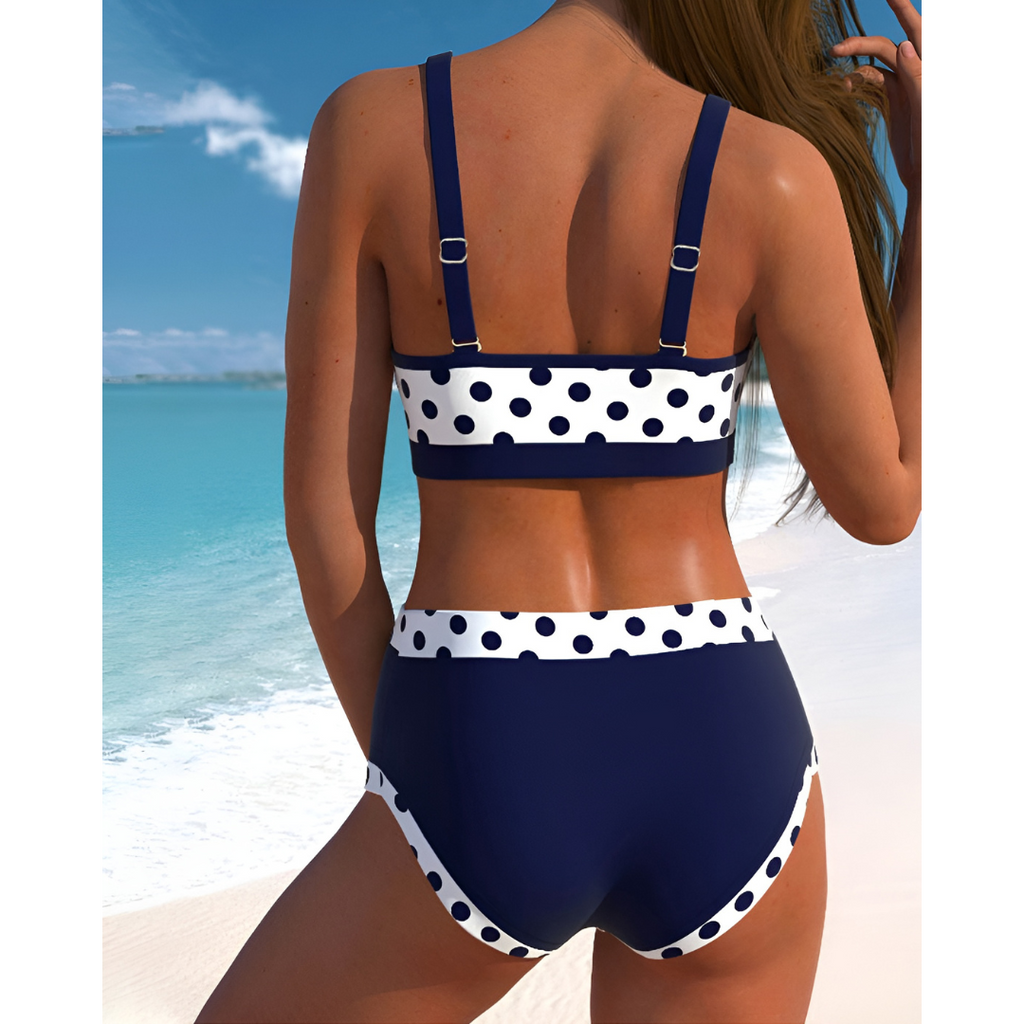 Elizabeth - Høj Talje Prikket Patchwork Bikini