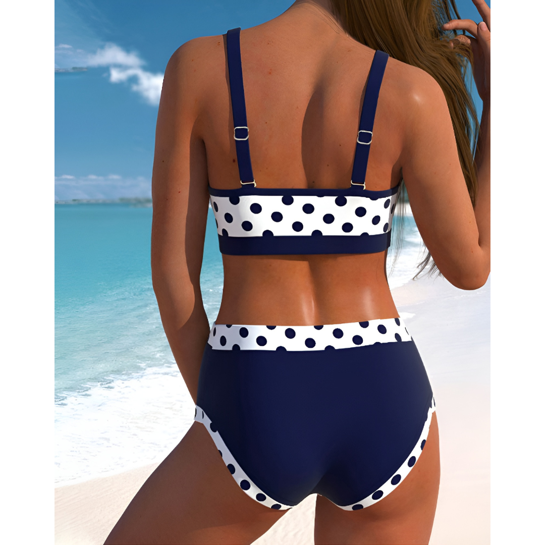 Elizabeth - Høj Talje Prikket Patchwork Bikini