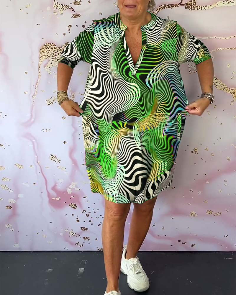 Naya | Farverig V-hals kjole