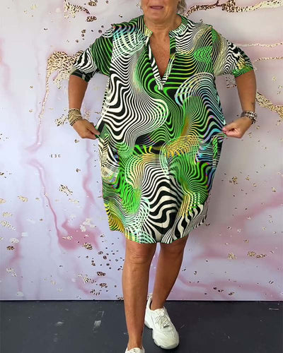 Naya | Farverig V-hals kjole