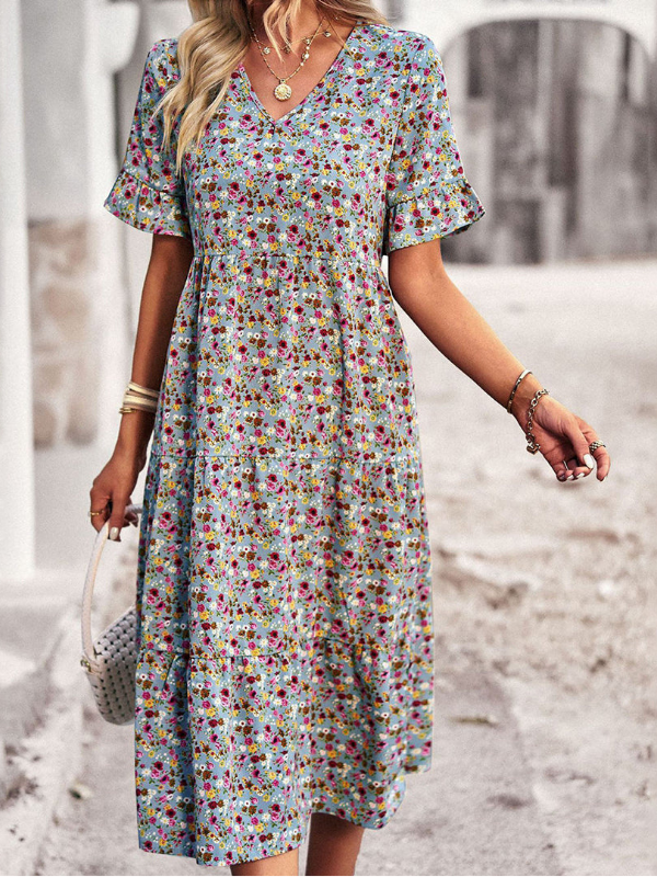 Boho I Midikjole - blomsterprint