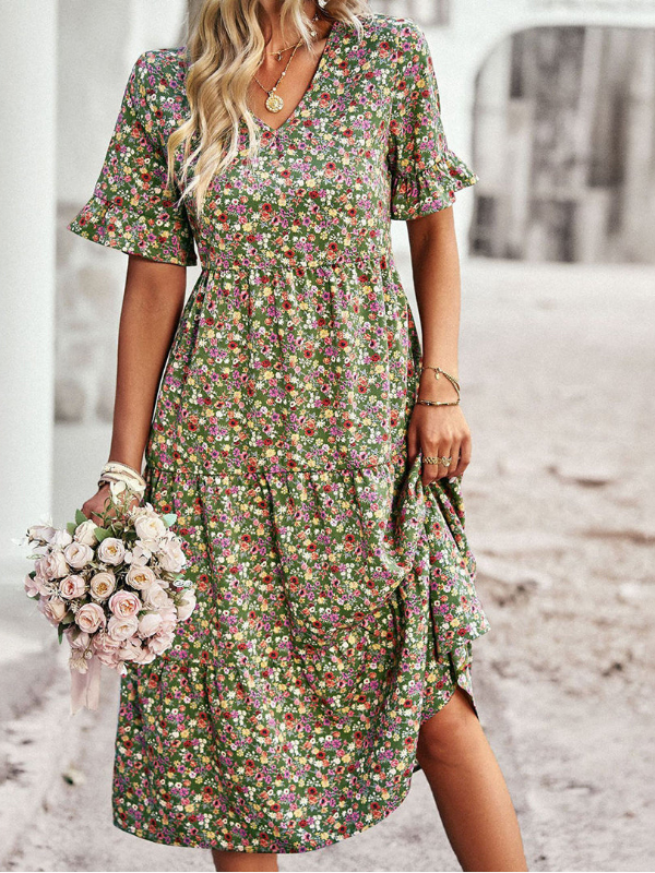 Boho I Midikjole - blomsterprint