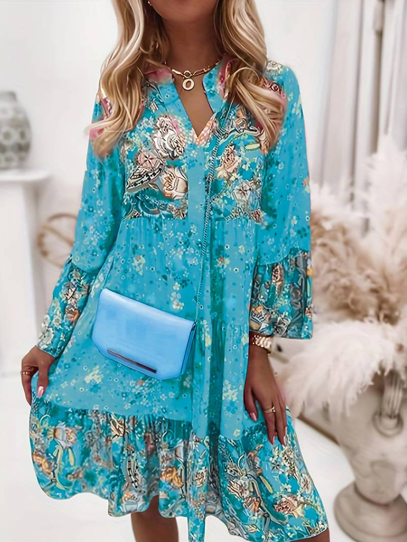 Gabriella | Stilfuld Boho Kjole med Blomsterprint