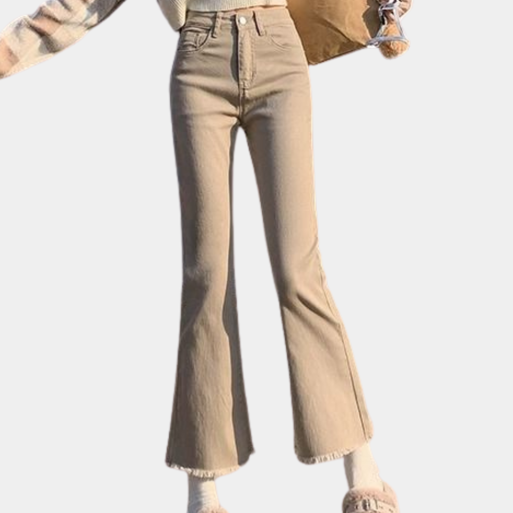 Liva | Stilfulde højtaljede bukser med flared ben