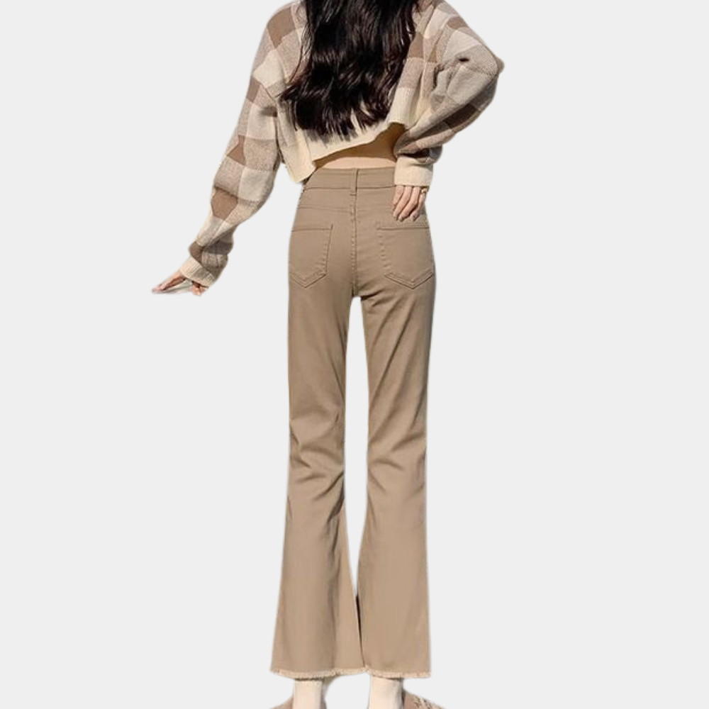 Liva | Stilfulde højtaljede bukser med flared ben