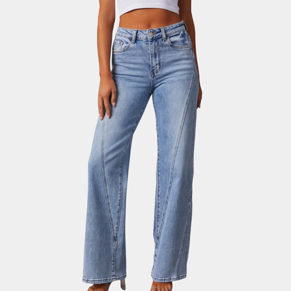 Astrid | Stilfulde Højtaljede Jeans med Brede Ben
