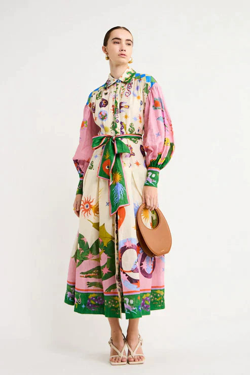 Helene | Stilfuld Midikjole med Blomstermønster