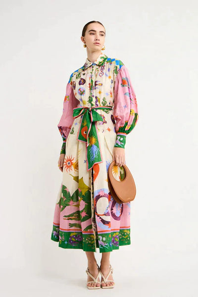 Helene | Stilfuld Midikjole med Blomstermønster