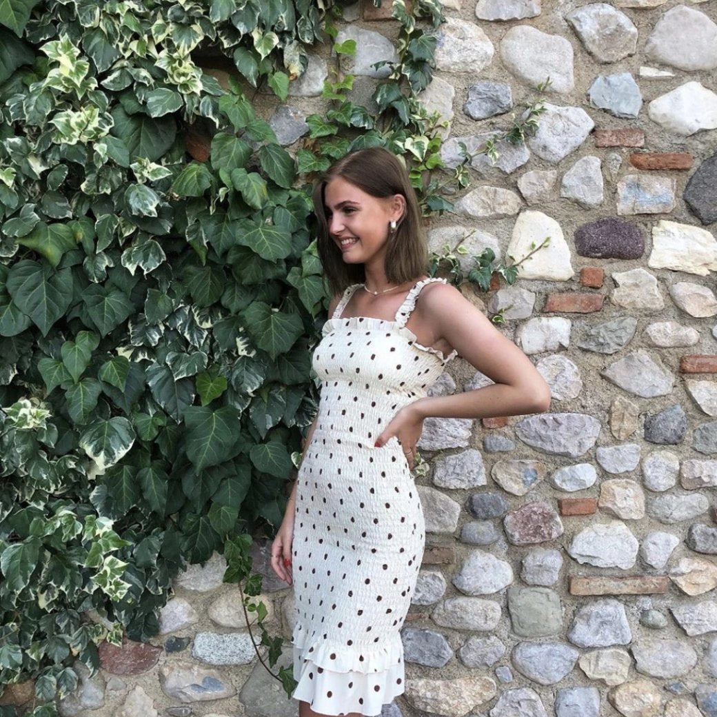 Eva™ | Stilfuld Sommerkjole med Prikket Mønster