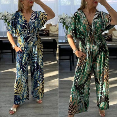 Solveig | Stilfuld Tropisk Print Jumpsuit
